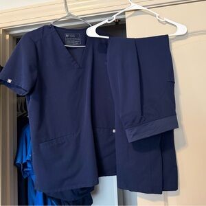 FIGS Women's Navy Pants & Two Pocket Top
